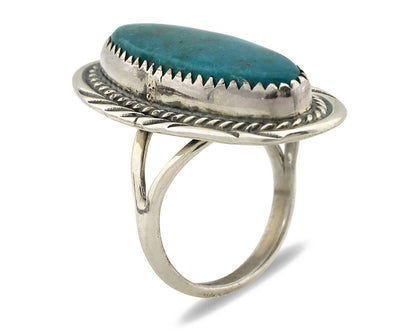 Navajo Ring 925 Silver Natural Blue Turquoise Native American Artist C.1980's
