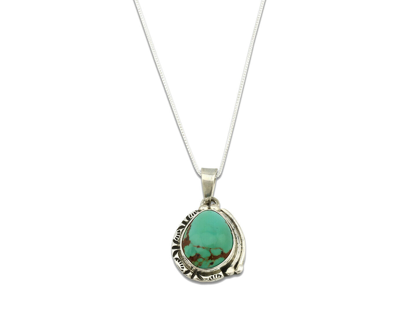 Navajo Necklace .925 Silver Kingman Turquoise Signed Gecko C.1980's