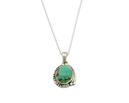Navajo Necklace .925 Silver Kingman Turquoise Signed Gecko C.1980's