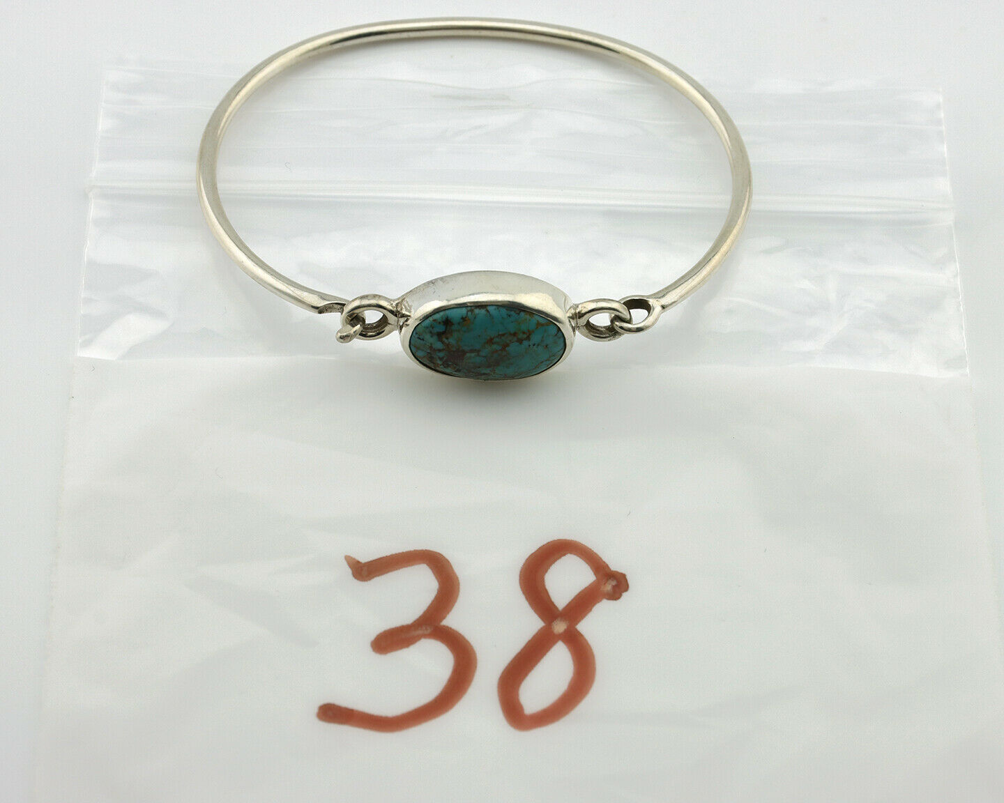 Navajo Bracelet .925 Silver Blue Arizona Turquoise Native American Artist C.90's