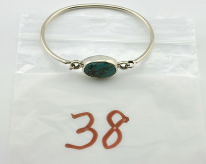 Navajo Bracelet .925 Silver Blue Arizona Turquoise Native American Artist C.90's