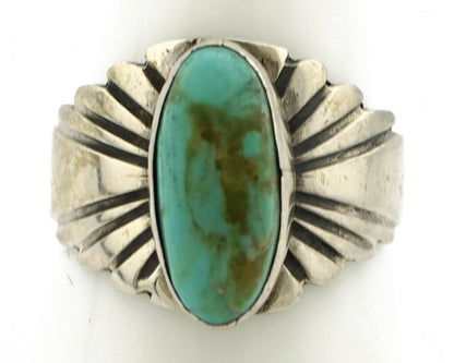 Navajo Ring .925 Silver Kingman Turquoise Artist Signed Apache C.80's