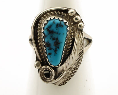 Navajo Ring 925 Silver Sleeping Beauty Turquoise Signed Justin Morris C.80's