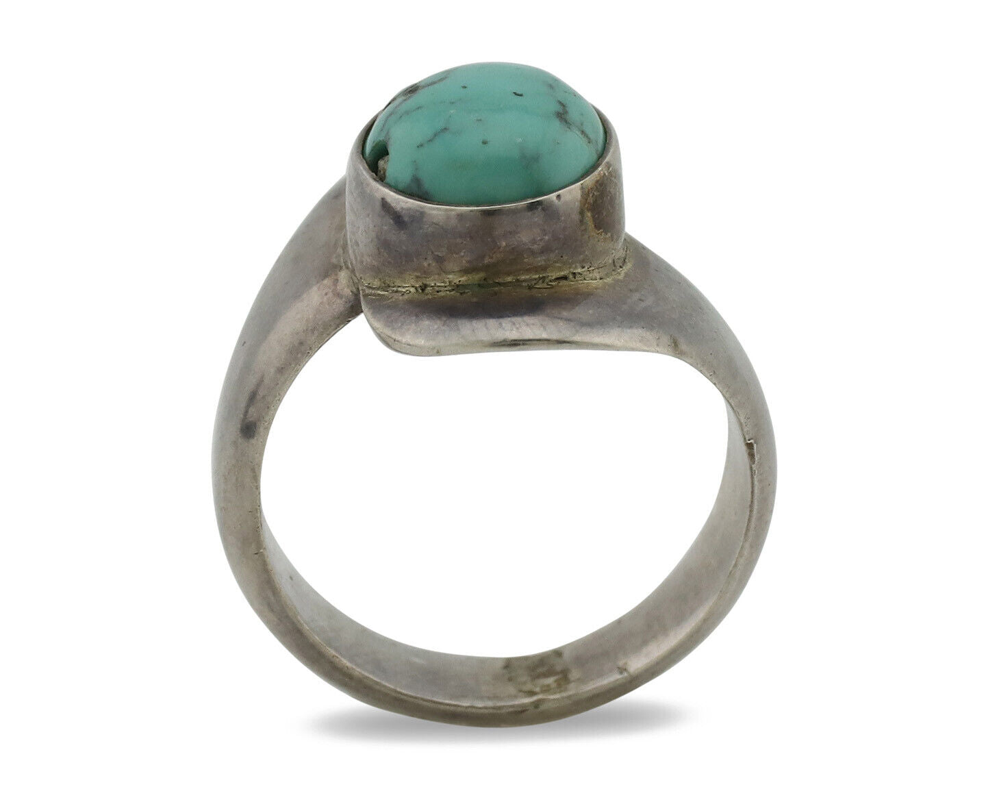 Navajo Ring .925 Silver Natural Turquoise Handmade Native American Artist C.80s