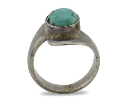Navajo Ring .925 Silver Natural Turquoise Handmade Native American Artist C.80s