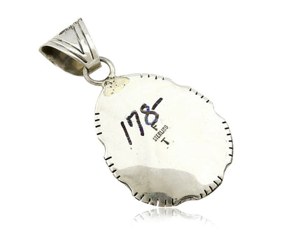 Navajo Pendant .925 Silver Kingman Turquoise Signed Artist FT C.80's