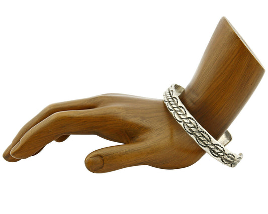 Small Women's Navajo Bracelet .925 Silver Handmade Cuff Signed Montoya C.1980's