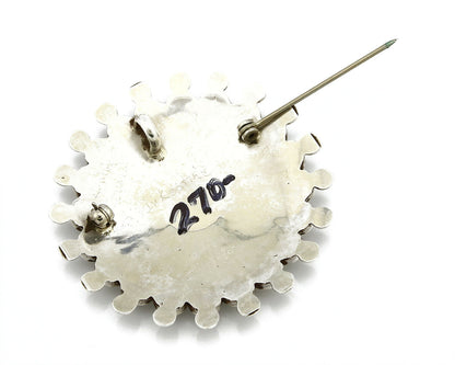 Zuni Signed Artist Victoria Unkestine Inlaid .925 SOLID Silver Tewa Pendant Pin