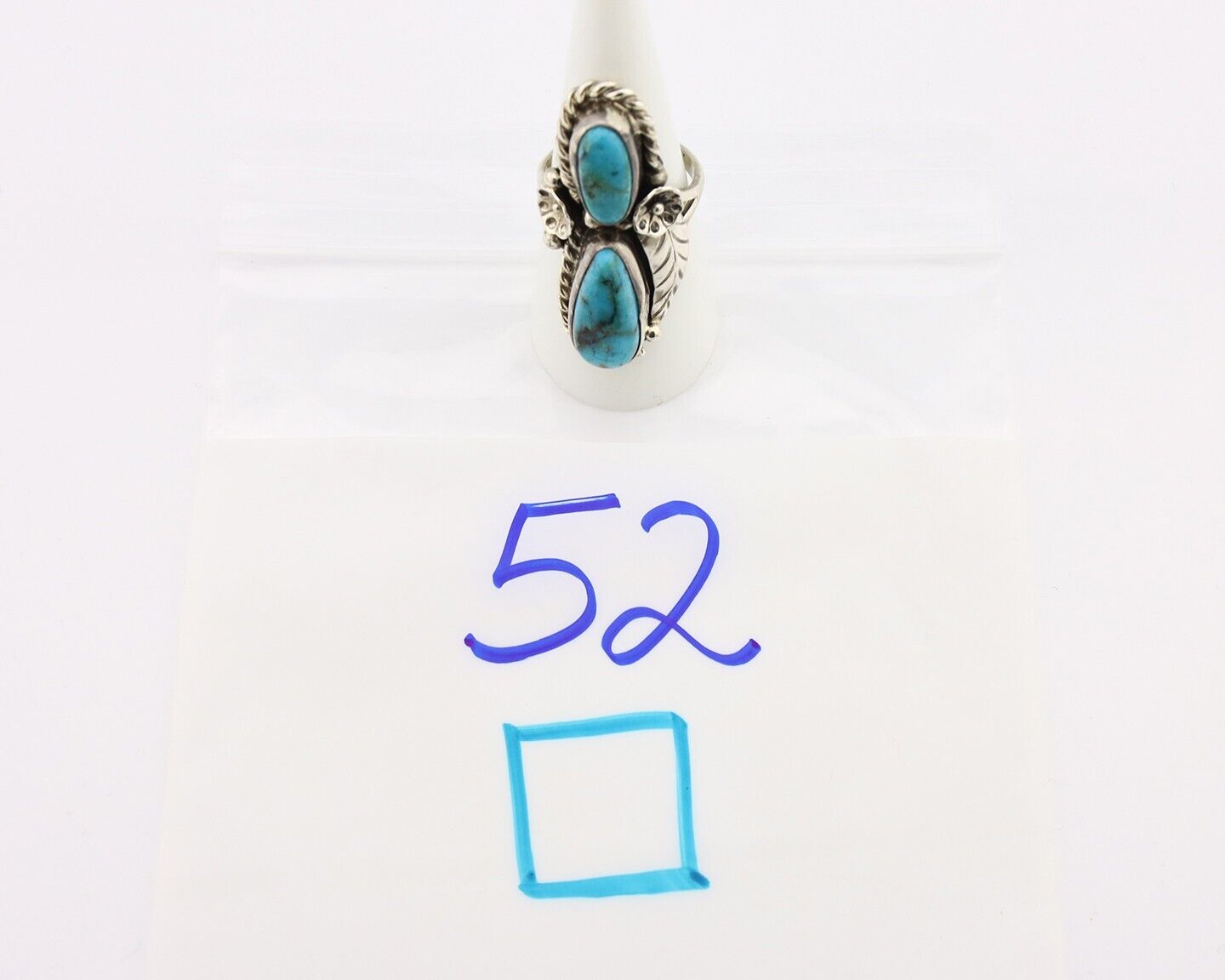 Navajo Handmade Ring 925 Silver Natural Blue Turquoise Native American C.80's