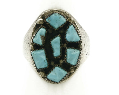 ZUNI Ring .925 SOLID Silver Sleeping Beauty Turquoise LEEKITY C.1980's