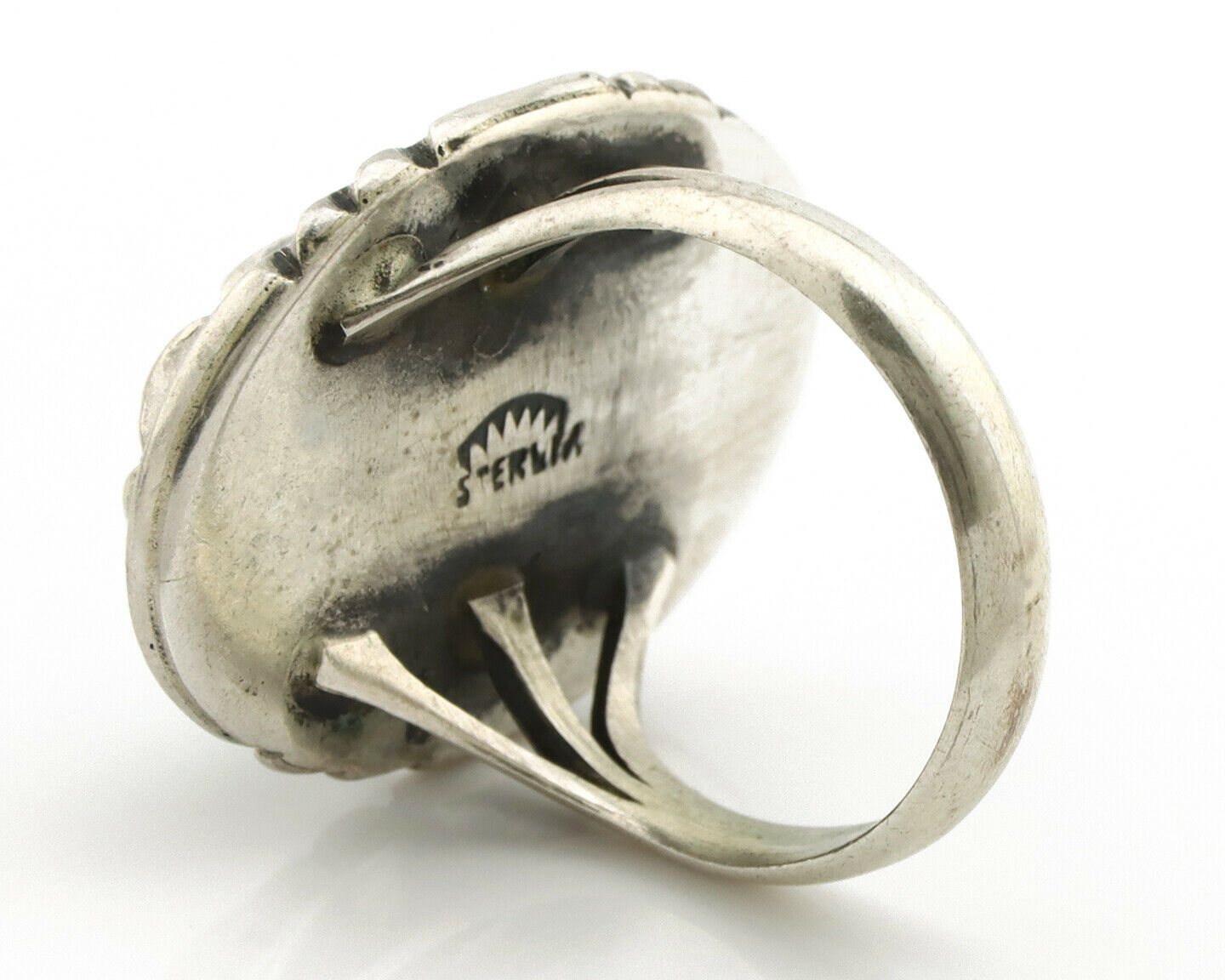 Navajo Ring .925 Silver Turquoise Mountain Apache MFG C.80's