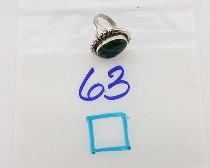 Navajo Ring 925 Silver Hand Stamped Natural Malachite Artist Signed NAKAI C.80's