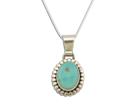 Navajo Necklace .925 Silver Kingman Turquoise Native American Signed C.1980's