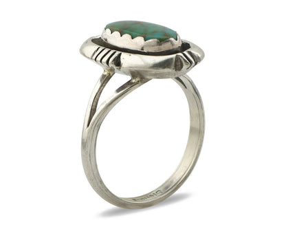 Navajo Ring .925 Silver Kingman Turquoise Handmade Native American Artist C.80's