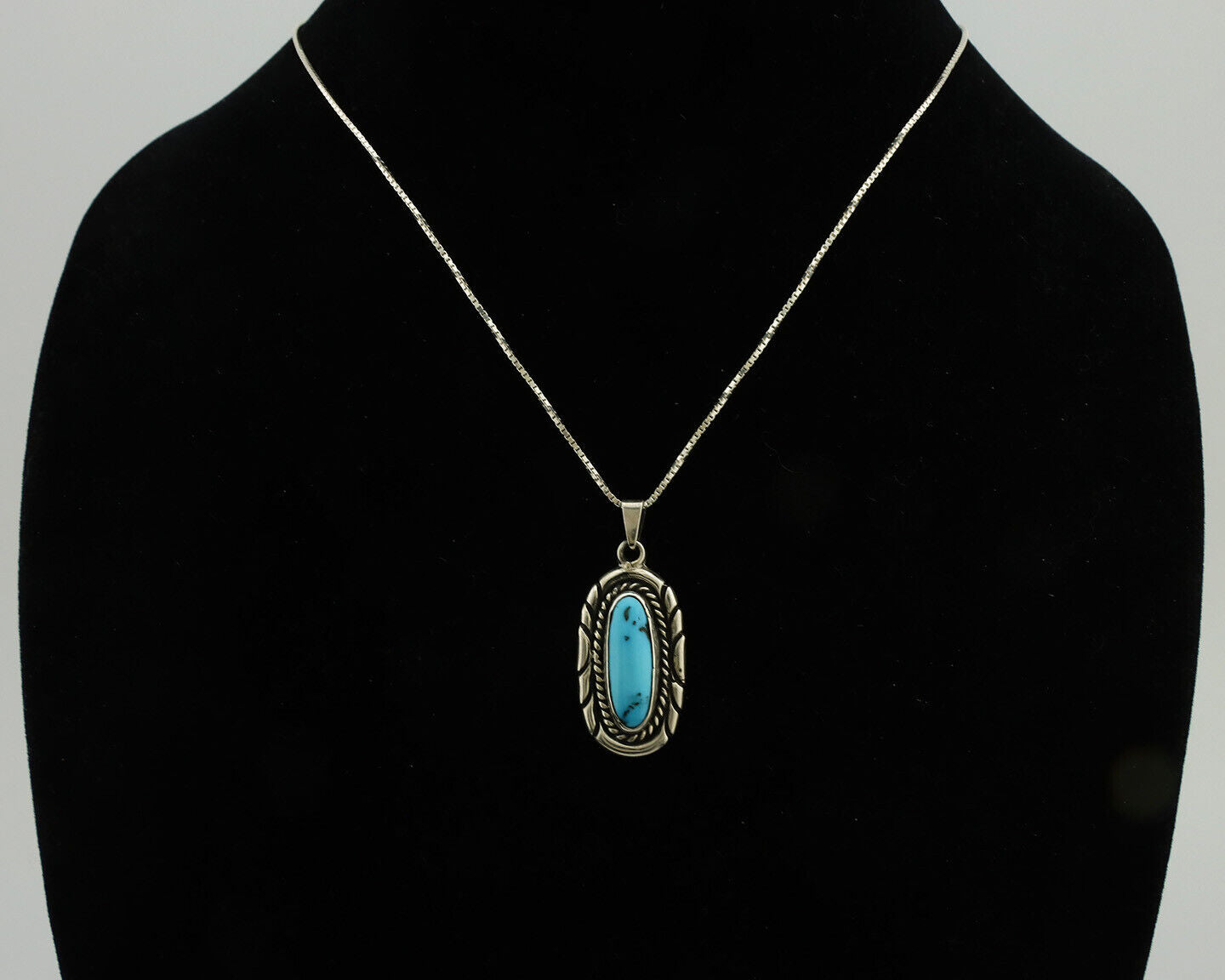 Navajo Necklace 925 Silver Sleeping Beauty Turquoise Signed M Montoya C.80's