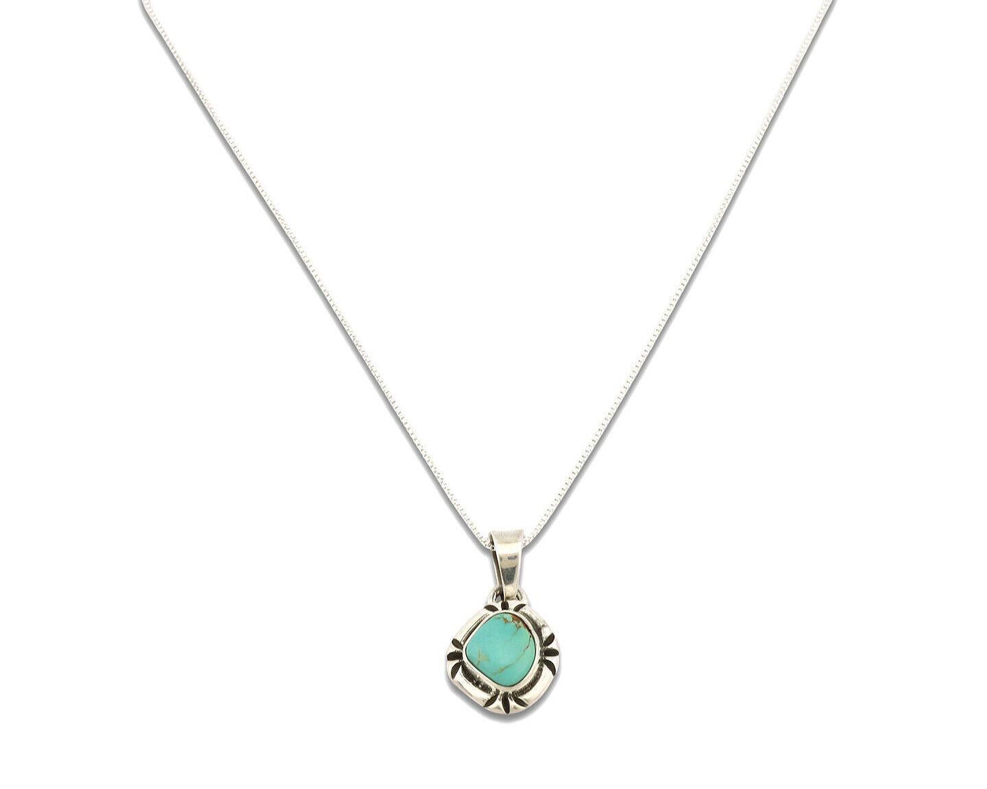 Navajo Necklace .925 Silver Kingman Turquoise Signed Gecko C.1980's