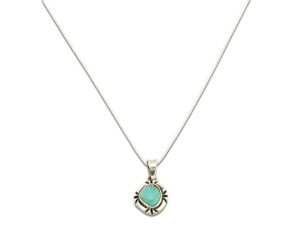 Navajo Necklace .925 Silver Kingman Turquoise Signed Gecko C.1980's