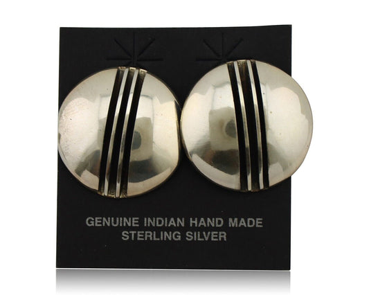 Navajo Earrings 925 Silver Hnadmade Native American Artist Signed Yazzie C.80's