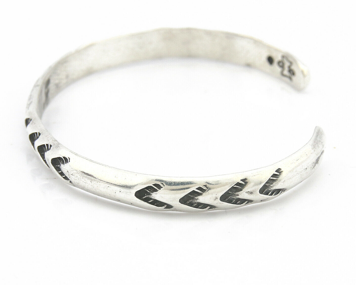 Navajo Bracelet .925 Silver Hand Stamped Arrow Head Artist Montoya C.80's