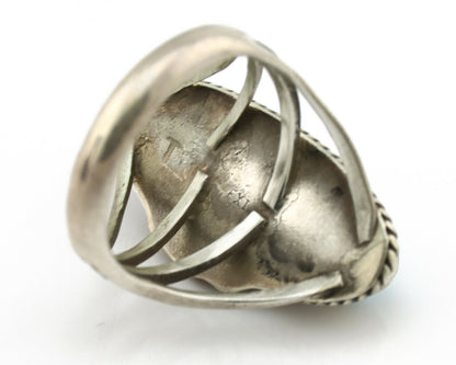 Navajo Ring .925 Silver Sleeping Beauty Turquoise Artist Signed T C.1980's
