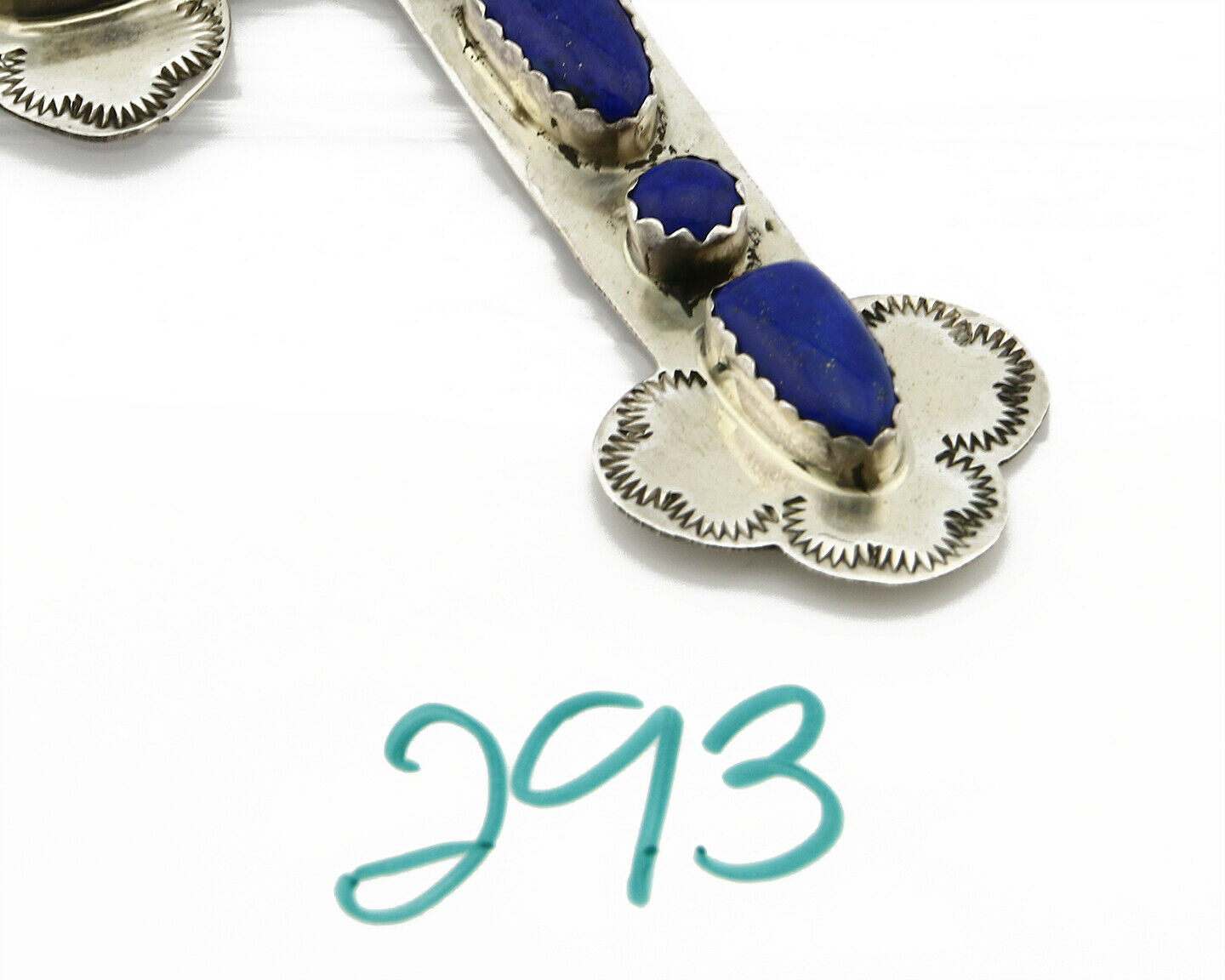 C.1980's Navajo Signed WWs & VY .925 Silver Large Lapis Cross