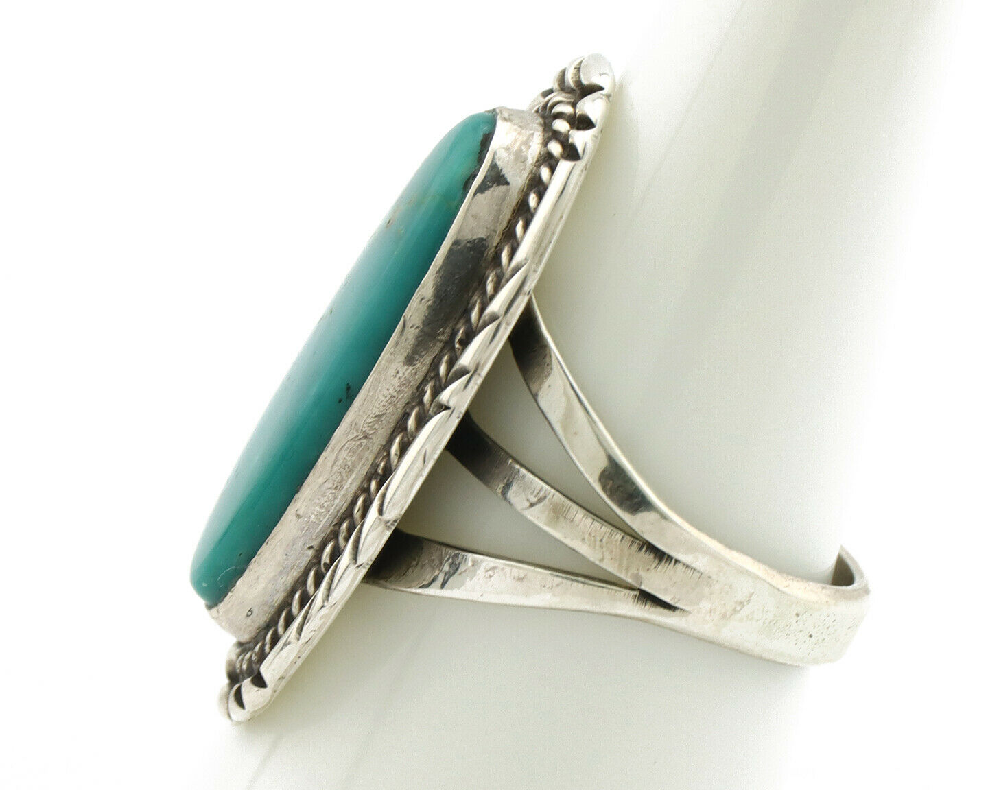 Navajo Ring .925 Silver Kingman Turquoise Signed William Denetdale C.80's