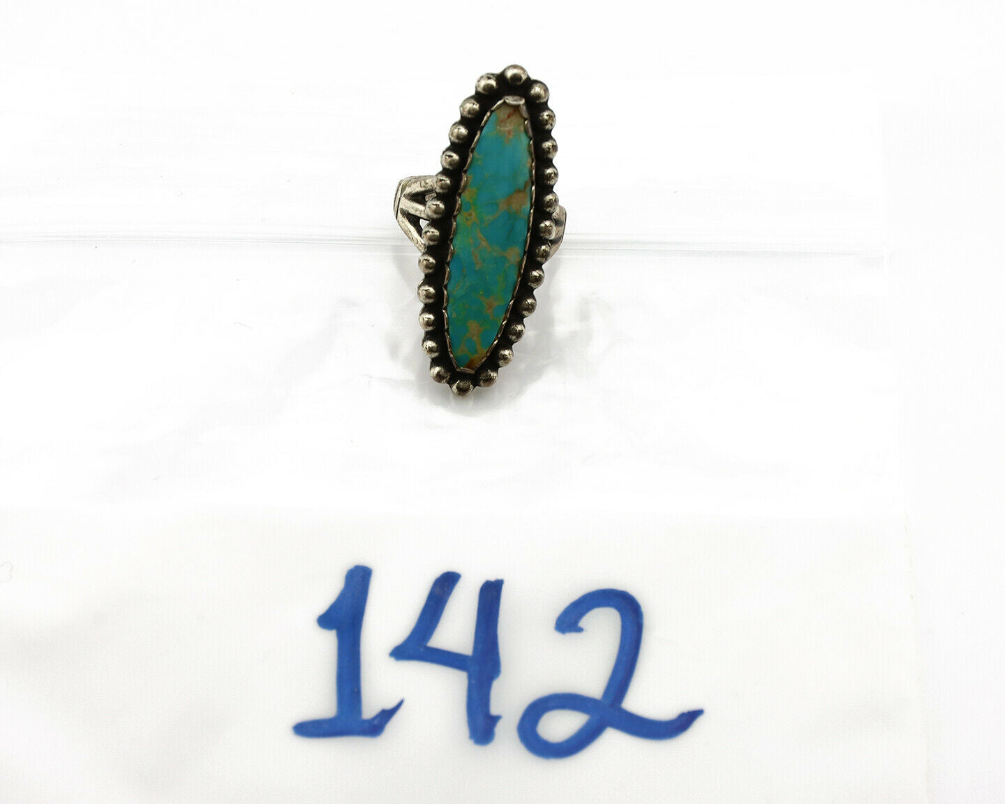 Navajo Ring .925 Silver Southwest Turquoise Signed Artist Sunbell C.80's