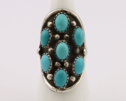 Navajo Ring .925 Silver Natural Blue Turquoise Artist Signed L Henderson C.80's