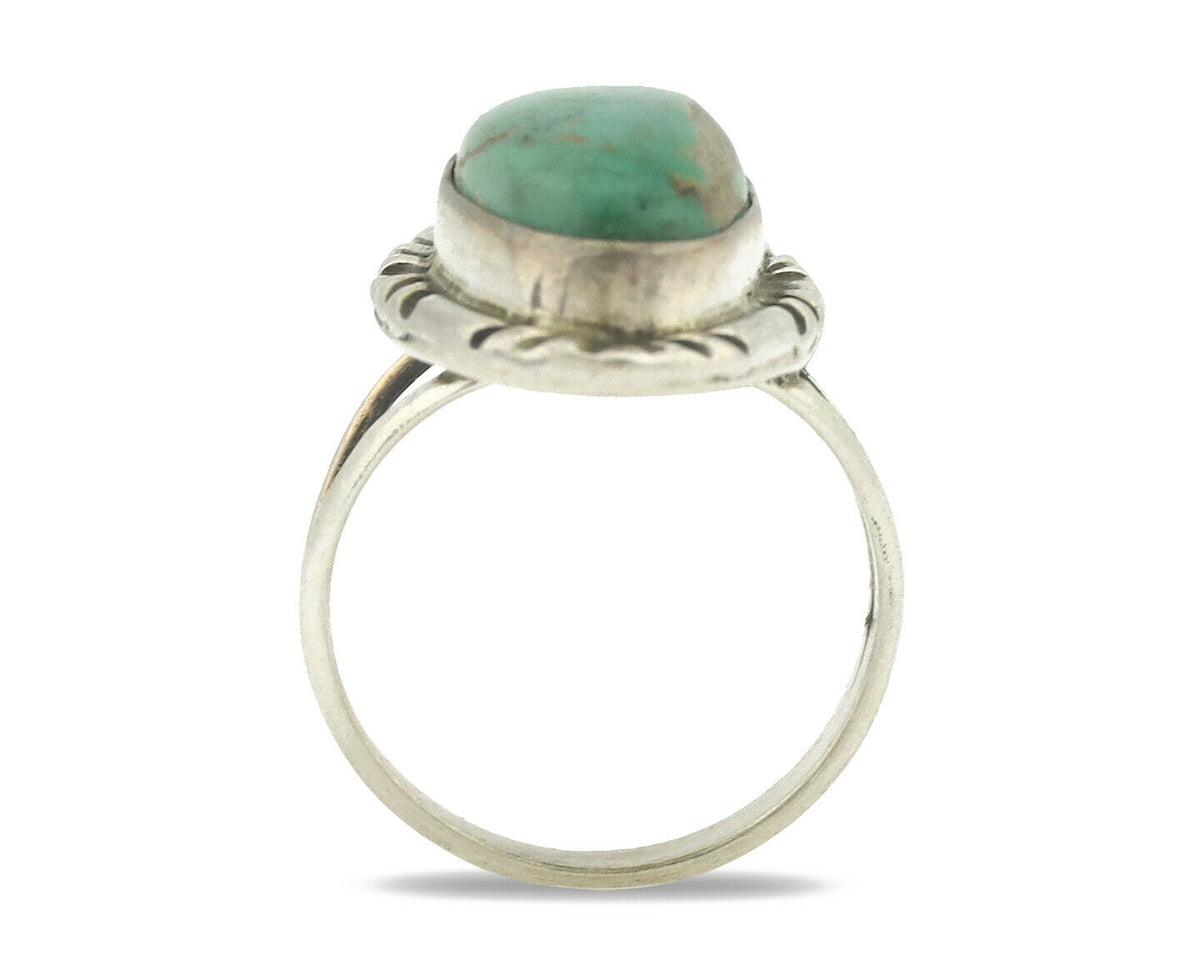 Navajo Ring .925 Silver Natural Turquoise Artist Signed Native American C.80's