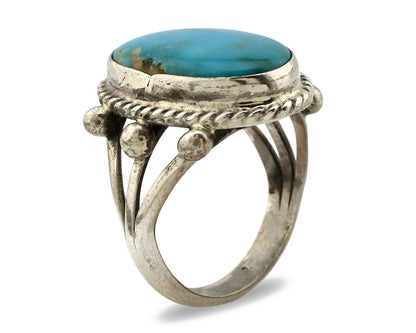Navajo Ring .925 Silver Blue Southwest Turquoise Native American Artist C80s