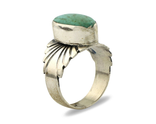 Navajo Ring .925 Silver Kingman Turquoise Artist Signed Apache C.80's