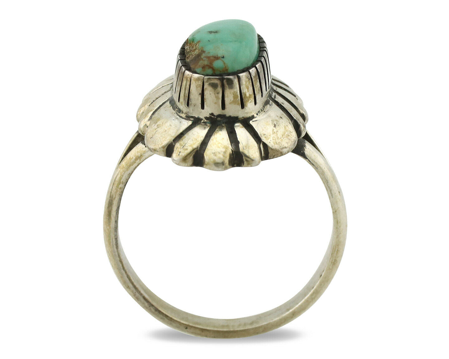 Navajo Ring .925 Silver Natural Mined Turquoise Artist Signed M Montoya C.80's
