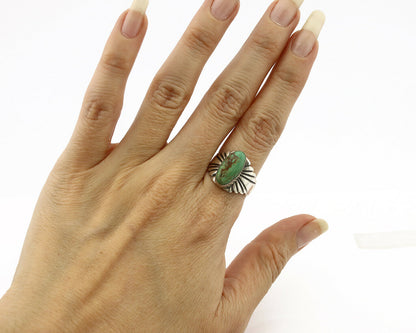 Navajo Ring .925 Silver Blue Green Arizona Turquoise Artist Signed Apache C.80's