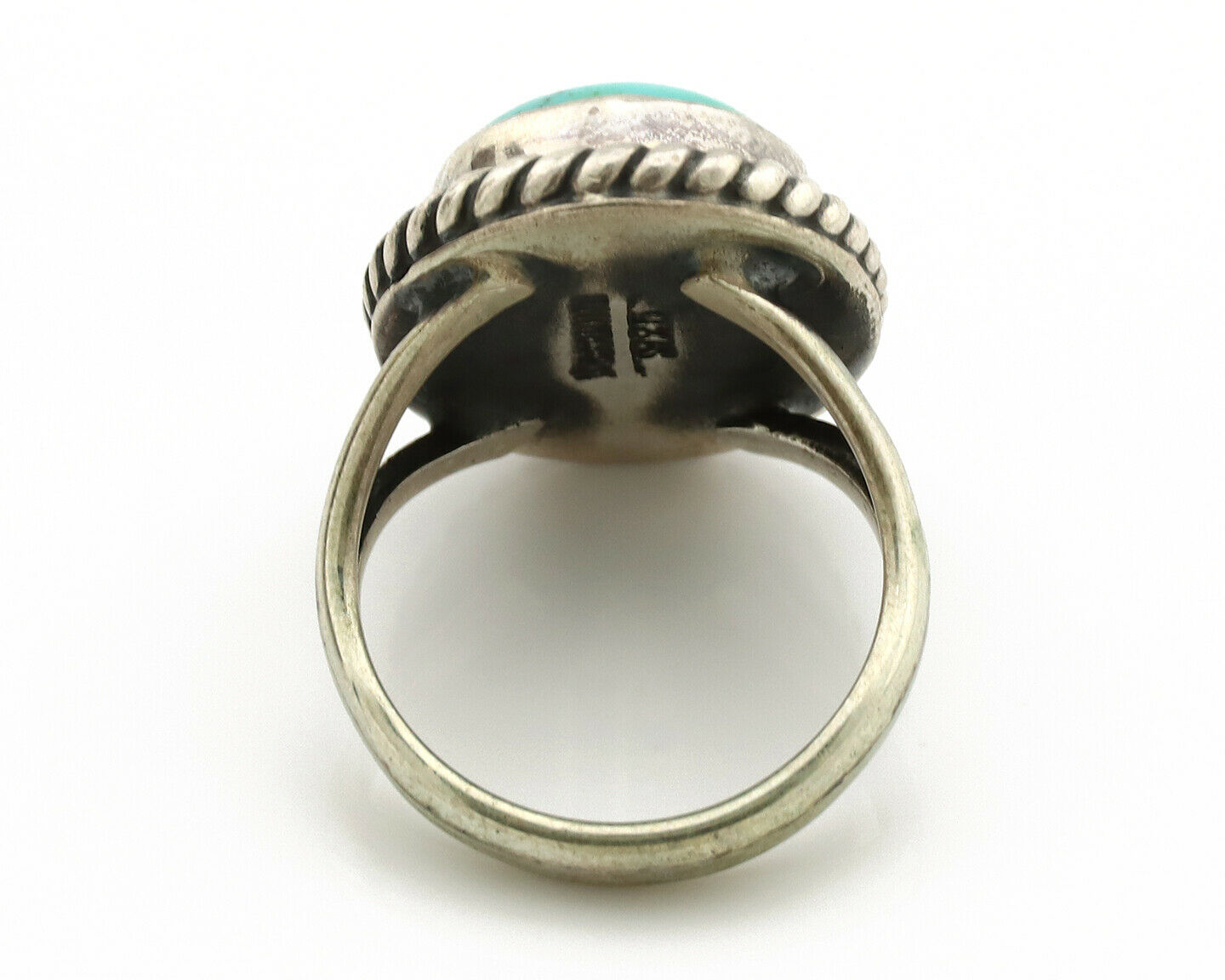 Navajo Ring .925 Silver Kingman Turquoise Native American Artist C.1980's
