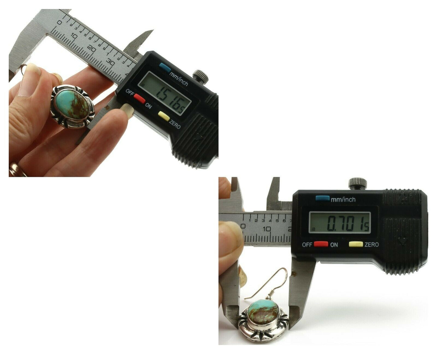 Navajo Earrings .925 Silver Kingman Turquoise Native American Artist C.80's