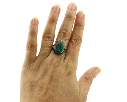 Navajo Ring 925 Silver Turq Mtn Turquoise Native American Artist C.80's