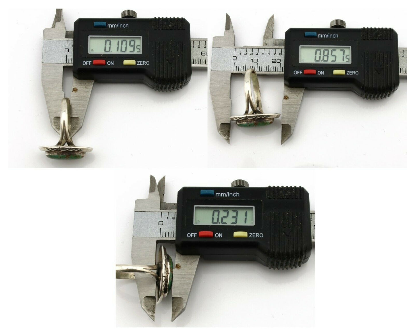 Navajo Ring .925 Silver Kingman Turquoise Native American Artist C.1980's