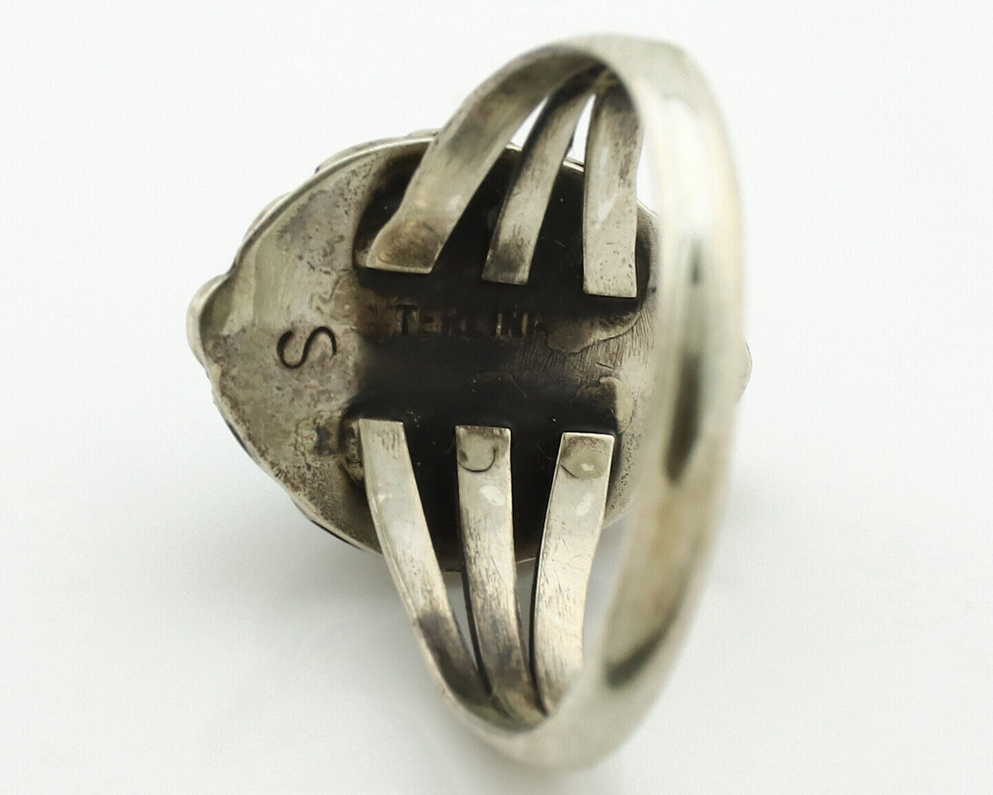 Navajo Ring .925 Silver Sleeping Beauty Turquoise Signed Sylvia Chee C.80's