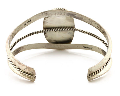 Navajo Cuff Bracelet 925 Silver Spiderweb Turquoise Native American Artist C.80s