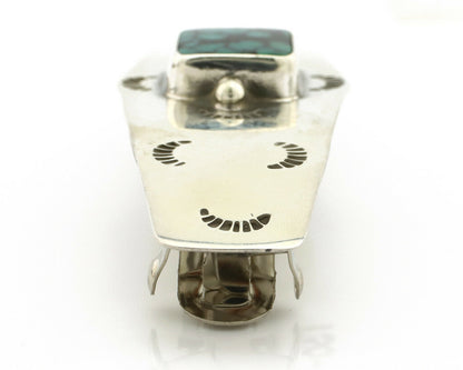 Navajo Hair Clip .925 Silver Green Spiderweb Turquoise Barrette C.80's