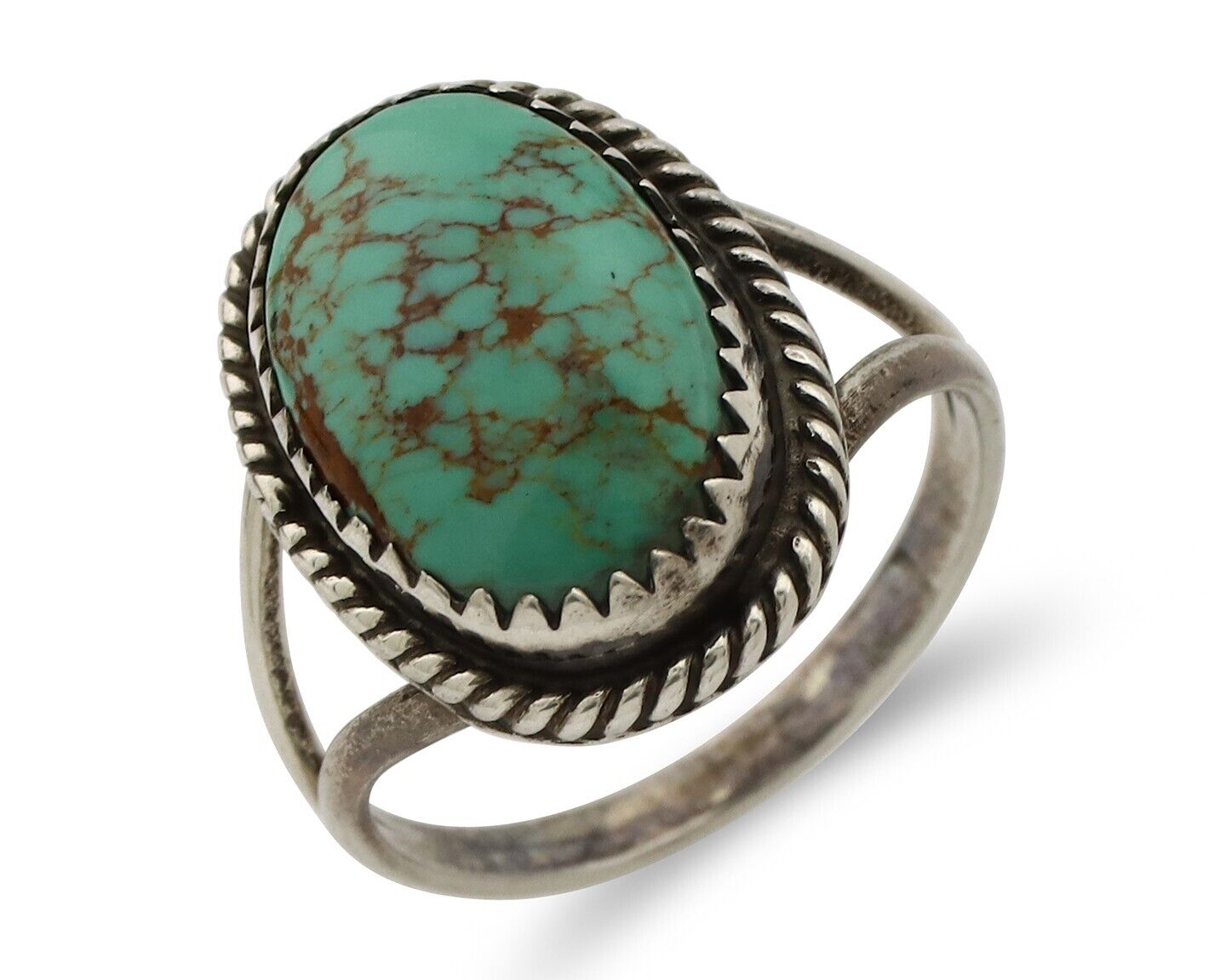 Navajo Handmade Ring 925 Silver Kingman Turquoise Artist Signed MC C.80's