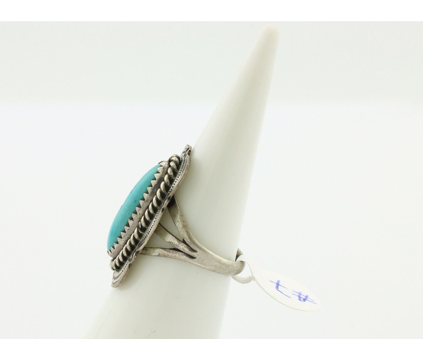 Navajo Ring .925 Silver Manassas Turquoise Native American Artist C.80's