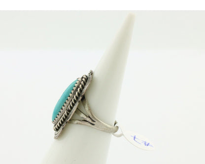 Navajo Ring .925 Silver Manassas Turquoise Native American Artist C.80's