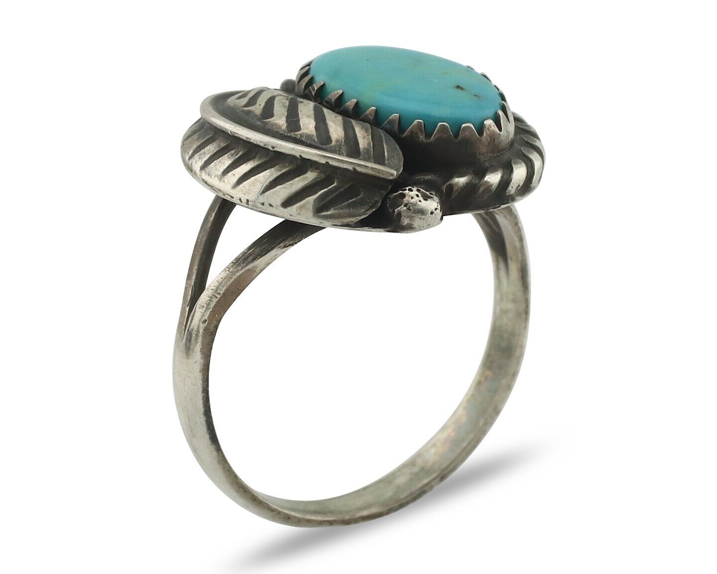 Navajo Handmade Ring .925 Silver Kingman Turquoise Native Artist C.80's