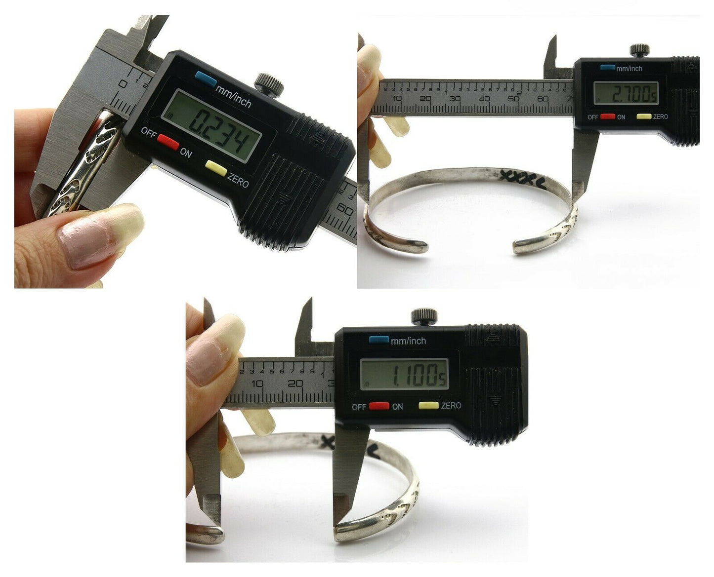 Navajo Bracelet .925 Silver Hand Stamped Arrow Head Signed Montoya C80s