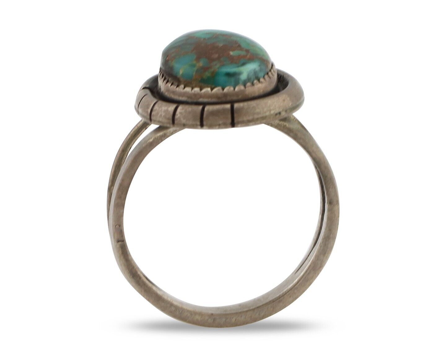 Navajo Handmade Ring .925 Silver Spiderweb Turquoise Native American Artist C80s