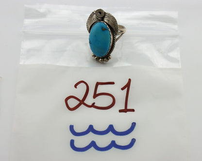 Navajo Ring 925 Silver Natural Morenci Turquoise Artist Signed Justin Morris C80