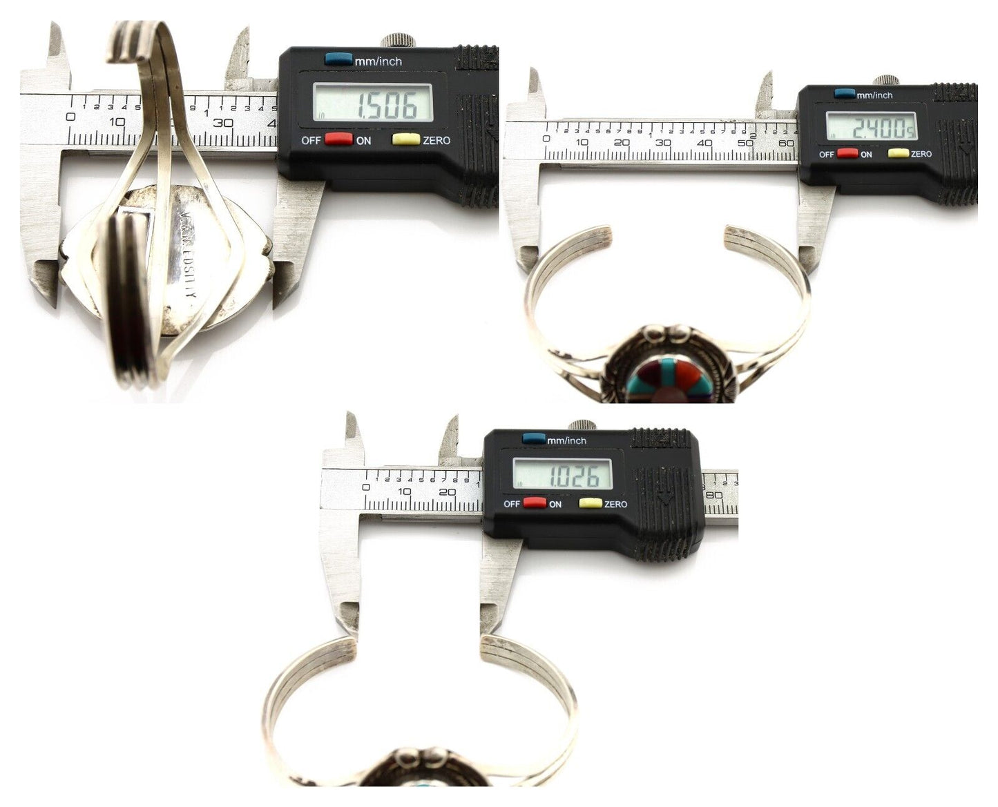 Navajo Cuff Bracelet 925 Silver Natural Gemstone Artist Signed V & N EDSITTY C80