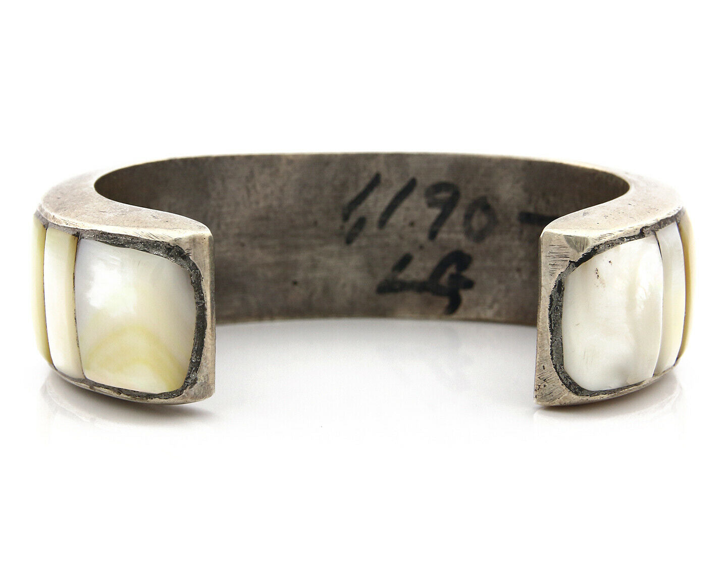 Navajo Bracelet .925 Silver Lone MTN Turquoise & MOP Cuff C.80's