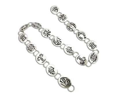 Hopi Concho Belt .925 SOLID Sterling Silver Signed Casey Cuch Overlay C.80's